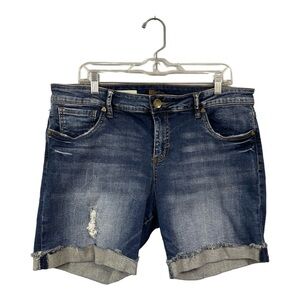 KUT Catherines Women's Size 16 Boyfriend Shorts Blue Distressed Cuffed Stretchy